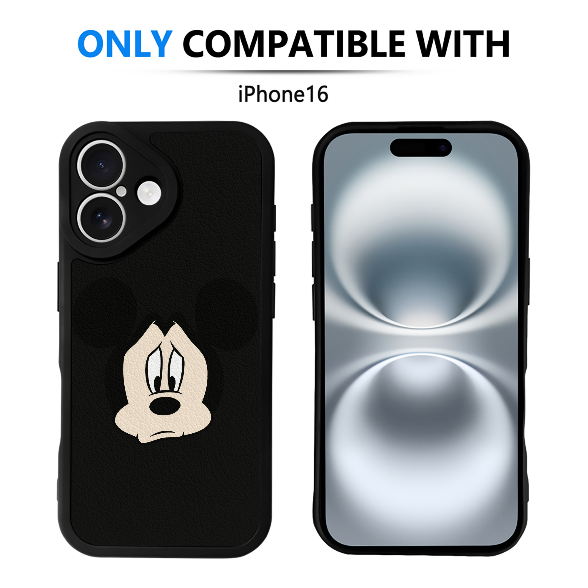 （画像用） ミッキーマウス Mickey Mouse 【iPhone 16シリーズ対応】シリコンスマホケース（レザー調） 材質：シリコン